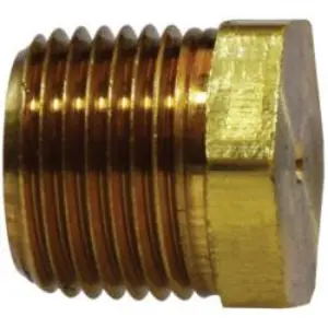 Solid Hex Head Plug, 3/8-in NPTF, 0.66 in, Brass