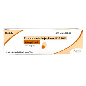 Nexus Fluorescein Inject, 10% 500mg, 5ml 10/bx NDC 14789012205