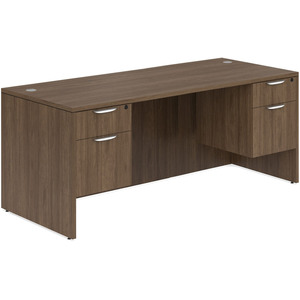 CLASD1029- Classic Desk 71" W x 30" D with Two Hanging Pedestals- Modern Walnut