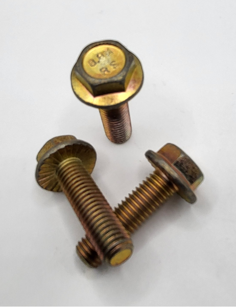 M10 - 1.5 X 35MM SERRATED HEX FLANGE SCREW SPECIAL 8.8 CARBURIZED MECHANICAL ZINC YELLOW PER PRINT
