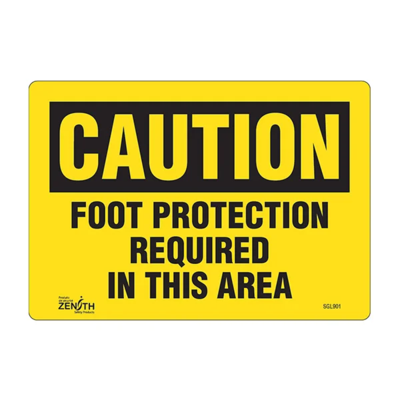 Foot Protection Required Sign - 10" x 7" - Vinyl - English