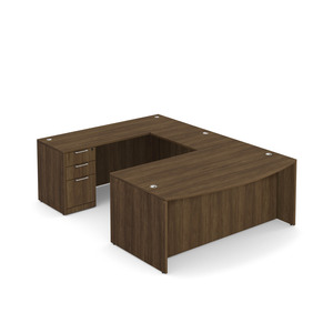 CLAUD1002 Executive Bowfront 71" X 112" Desk- Modern Walnut