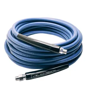 1/4" KobraJet Smooth Blue Hose, 4300 PSI, 25 FT, Non-Marked, 1/4" Male Fixed and Swivel.