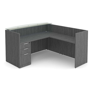 CLALD1053NNPGNPG, 71"x78" L Shape Reception Station with Glass Transaction Top - Newport Gray