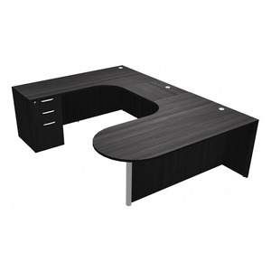 CLAUD1006L- Left-Handed Classic Bullet U-Station 71" W x 102" D with Box/Box/File Pedestal- Espresso/Black