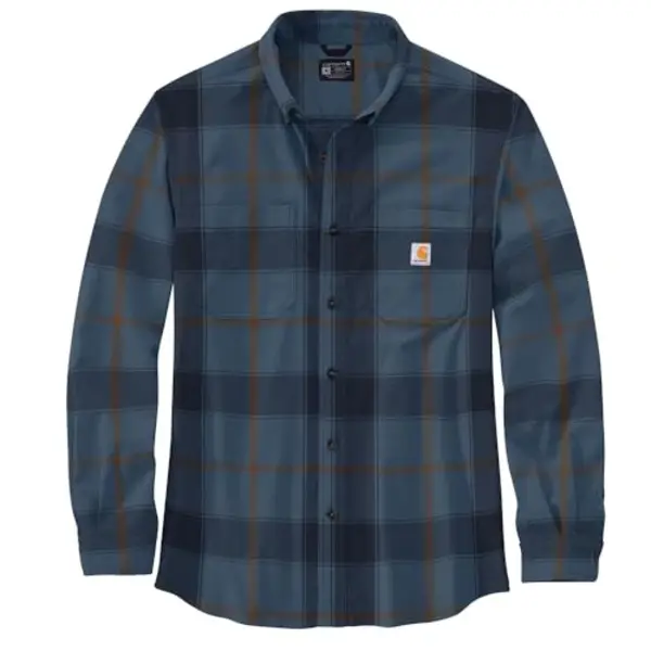 30% OFF - CARHARTT 106352 - Rugged Flex Relaxed Fit Midweight Flannel Long Sleeve Plaid Shirt - Frosted Balsam