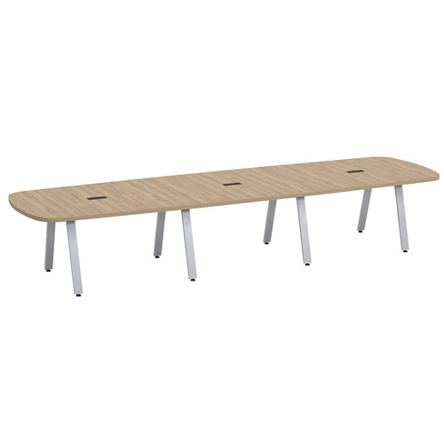 Signature Arena Conference Table 14 Foot - Aspen with Silver Metal Legs