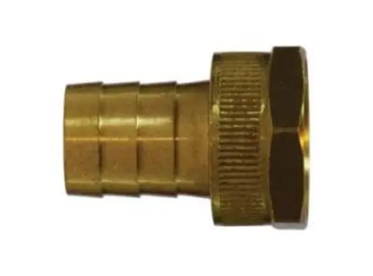 Short Shank Female End Hex Adapter with Hex Nut, 1/2-in Garden Hose Barbed x 3/4-in FGH,