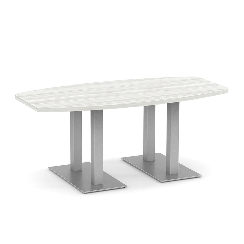 Classic Boat-Shape Conference Table 6 Ft with Palmer Brushed Double Base - Silver Birch