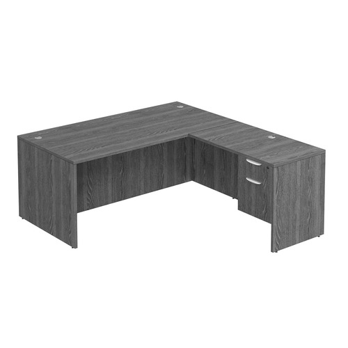 Classic L-Shape Desk 72" x 71" with Box/File Pedestal - Newport Grey