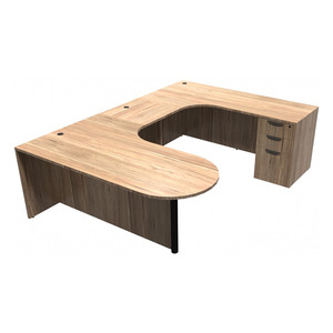 CLAUD1006R- Right-Handed Classic Bullet U-Station 71" W x 102" D with Box/Box/File Pedestal- Aspen/Black