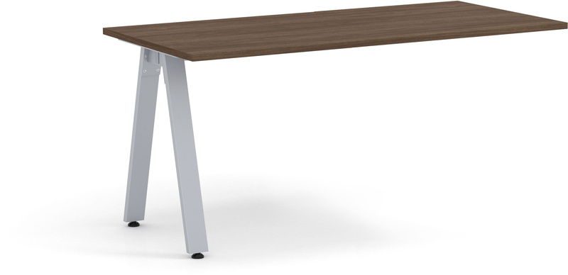 Signature Desk Return 24" x 48" - Modern Walnut with Silver Legs