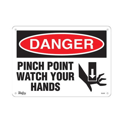 Pinch Point Sign - 14" x 10" - Aluminum - English