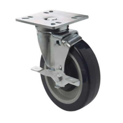 Focus Foodservice FPCST5HD Universal Plate Caster Set 5" (12.7 Cm) Wheels with Brakes