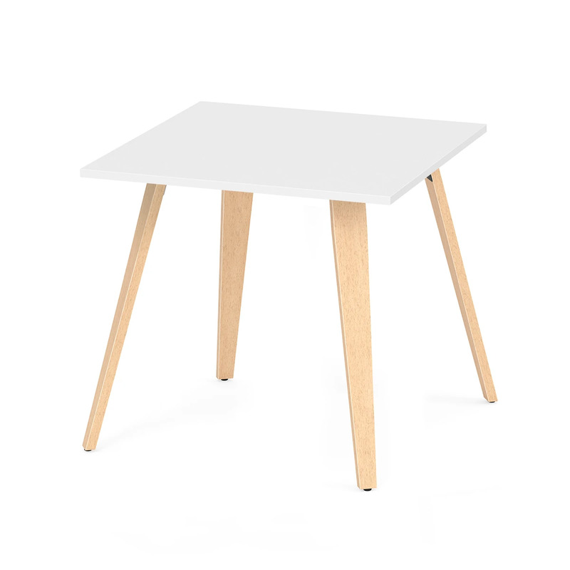 Signature Square Meeting Table 30" - White with Natural Oak Wood Legs