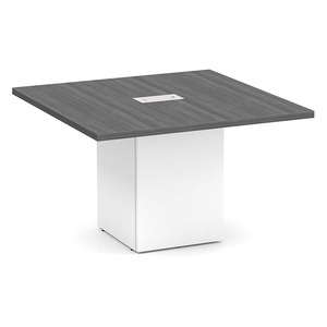 CUBSQ2139N 4ft Square Conference Table with Cube Base - Coastal Gray top with White base