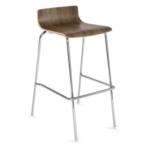 ST197 MODERN WALNUT LOW BACK WOOD BISTRO STOOL