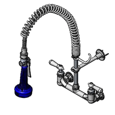 T&S Brass B-0133-CR-B8SWX Easyinstall Pre-Rinse Unit 8" Wall Mount Mixing Faucet