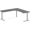 Enhance Electric Height-Adjustable L-Shape Desk with Left Radiused Corner 72" X 72" - Newport Grey with Silver Base
