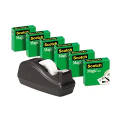 MMM810C40BK MAGIC TAPE VALUE PACK, 1 DISPENSER WITH 6 ROLLS OF TAPE