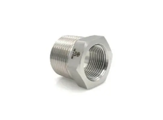 Hex Reducer Bushing, 1-1/4 in MNPT x 3/4 in FNPT, Stainless Steel