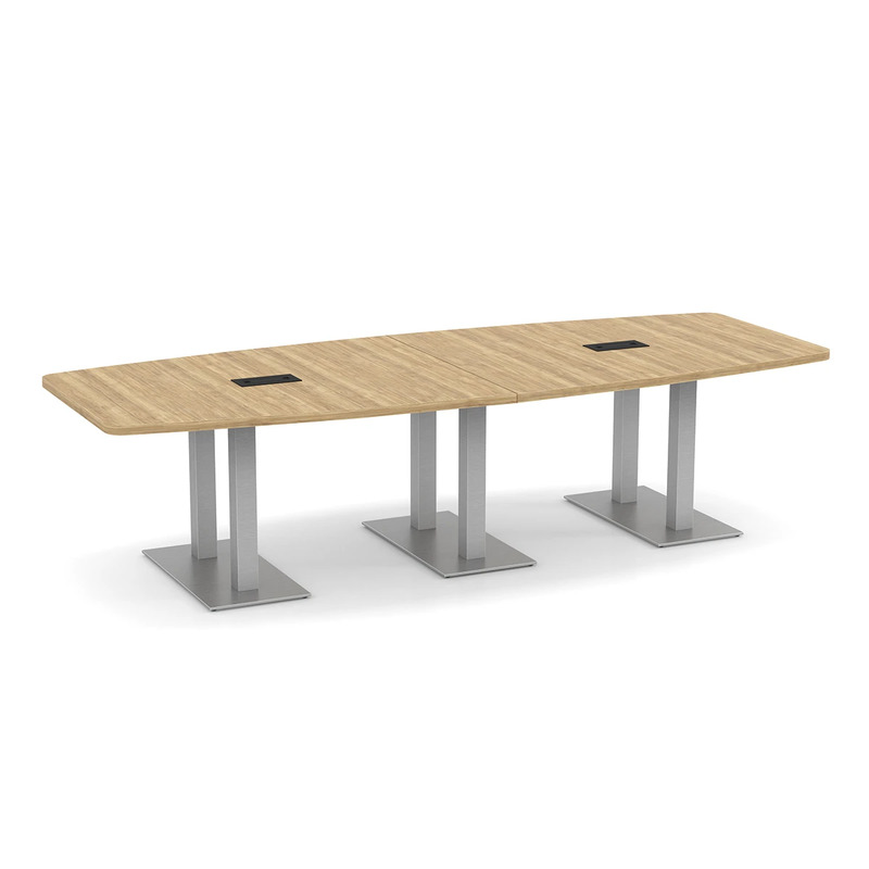 Boat-Shape Conference Table 10 Ft with Palmer Brushed Double Base - Aspen