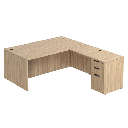 Classic L-Shape Desk 83" X 71" with Box/Box/File Pedestal - Aspen