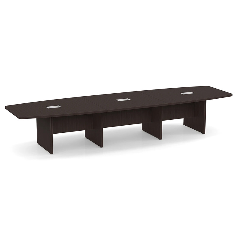 Classic Boat-Shape Conference Table 14 Ft - Espresso