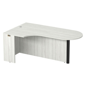PL133L CORNER EXT. BULLET DESK w/POST - LEFT- Silver Birch & Black