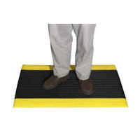 Anti-Fatigue Sponge Vinyl Mat, 3/8 Inch Thick, with Yellow Safety Border