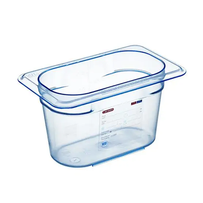 Araven 74011 GN 1/9 h.100mm / 4" Blue Gastronorm Food Pan, 0.9 L