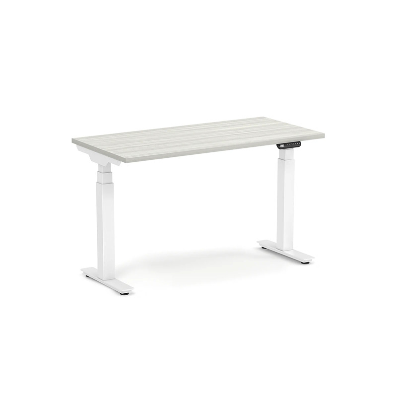 Enhance Electric Height-Adjustable Desk 24" X 48" - Silver Birch with White Base