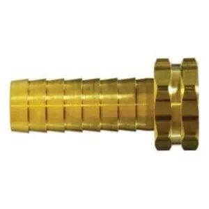 Straight Hex Swivel Adapter, 5/8-in Garden Hose Barbed x 3/4-in FGH, Brass