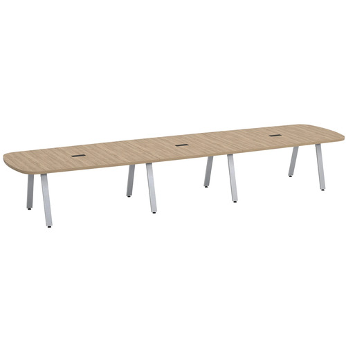 Signature Arena Conference Table 16 Foot - Aspen with Silver Metal Legs