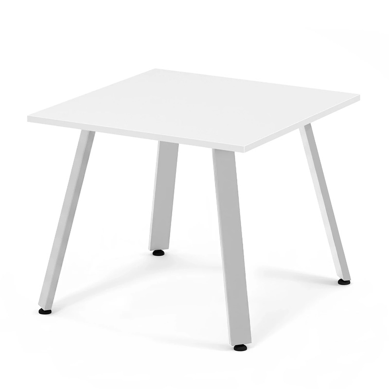 Signature Square Meeting Table 36"- White with Silver Metal Legs