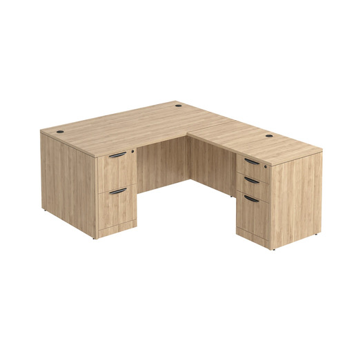 Classic L-Shape Desk 72" x 60" with 2 Full Pedestals - Aspen