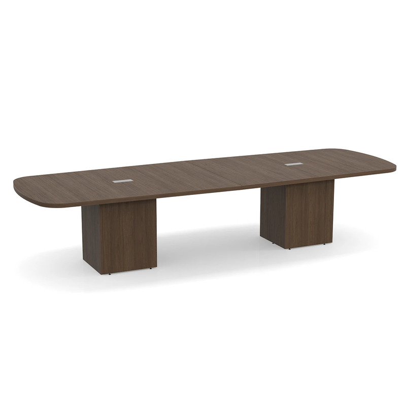 Arena Conference Table 12 Ft with Cube Base - Modern Walnut