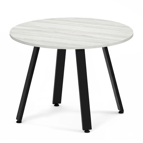 Signature Round Meeting Table 42" - Silver Birch with Black Metal Legs