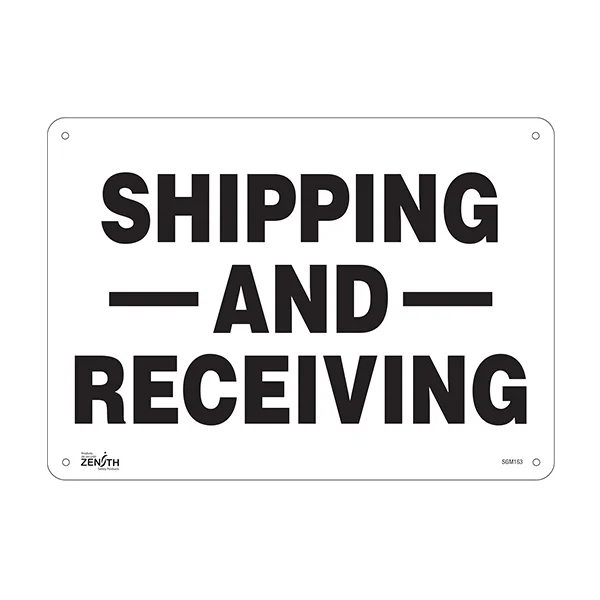 Shipping and Receiving Sign - 14" x 10" - Plastic - English