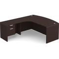 Classic L-Shape Bowfront Workstation 83" x 71" with Left Hand Return and Box/File Pedestal - Espresso