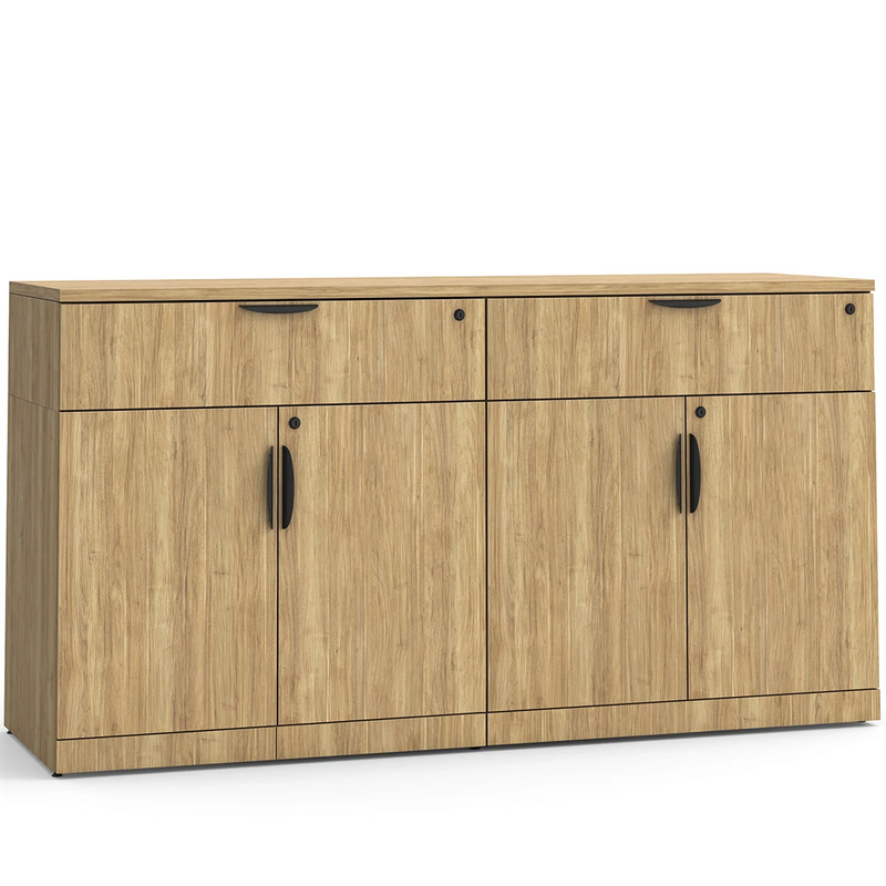 Lateral Storage Credenza with Double Buffet Drawers - Aspen