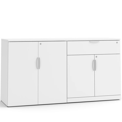 Lateral Storage Credenza with Buffet Drawer - White