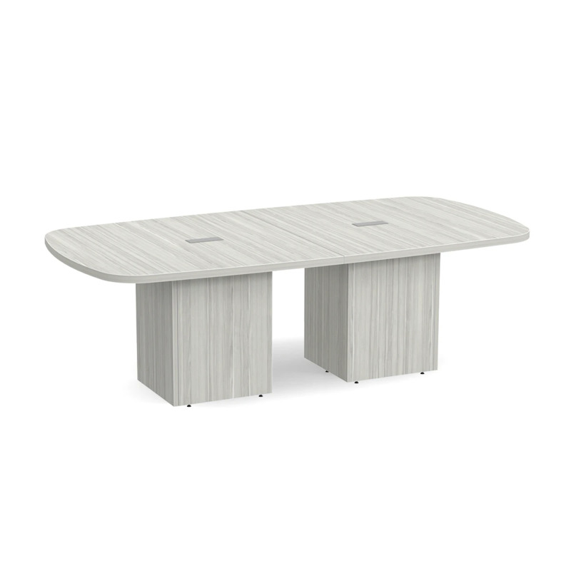Arena Conference Table 8 Ft with Cube Base - Silver Birch
