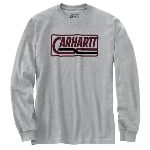 CARHARTT 107039 - Loose Fit Heavyweight Long-Sleeve Logo Graphic T-Shirt - Heather Grey