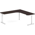 Enhance Electric Height-Adjustable L-Shape Desk with Left Radiused Corner 72" X 72" - Espresso with White Base