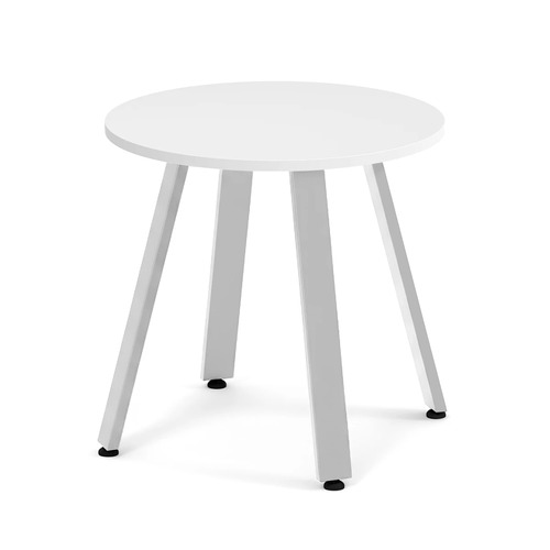 Signature Round Meeting Table 30" - White with Silver Metal Legs