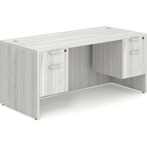 CLASD1027- Classic Desk 66" W x 30" D with Two Hanging Pedestals- Silver Birch