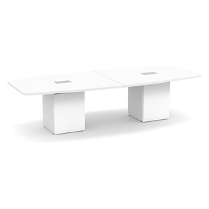 10ft Boat Shape, cube base Conference Table: WHITE CUBBS4237NWHTWHT