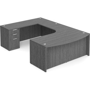 CLAUD1012L- Left-Handed Classic U-Shape Bowfront Executive Workstation 71" W x 107" D with Box/Box/File Pedestal- Newport Gray