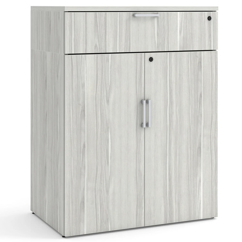 Locking Double Door Cabinet with Buffet Drawer - 46.5" in Silver Birch